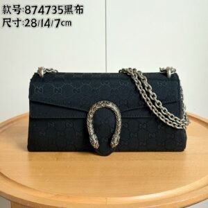 GG Dionysus Medium Shoulder Bag in Black GG canvas