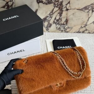 Flap Shoulder Bag Leather: Not visible; outer surface is fur-textured