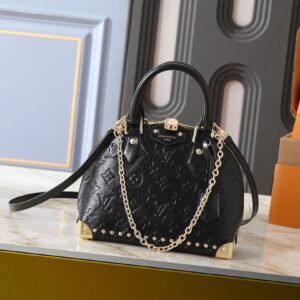 Embossed Monogram Top Handle Chain Bag
