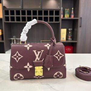Monogram Leather Top Handle Flap Bag