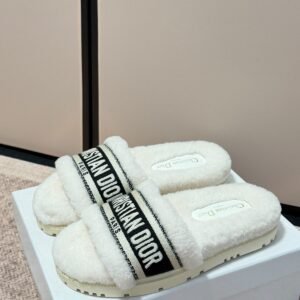 Christian Dior Dway Shearling Slides.